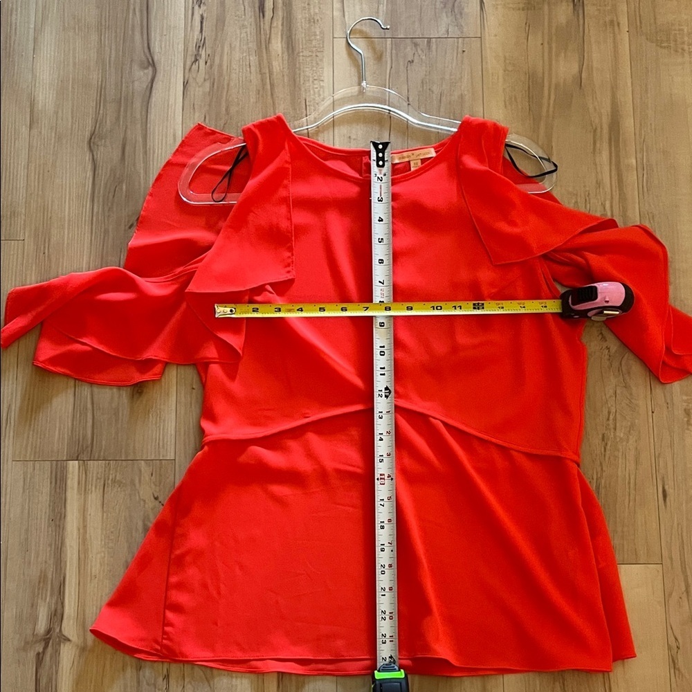 Gibson Latimer Red Ruffle Blouse - Picture 3 of 8